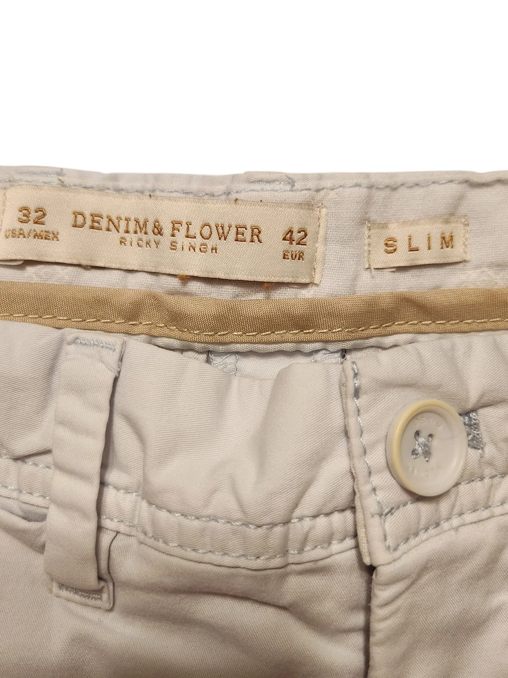 Denim & Flower Ricky Singh Slim Fit Chino Pants Slacks Size 32 Light Blue Preppy